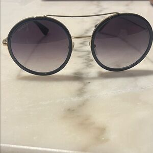 Gucci Black and Gold Round Sunglasses
